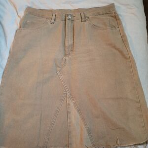 Wrangler Tan Denim Knee Length Skirt